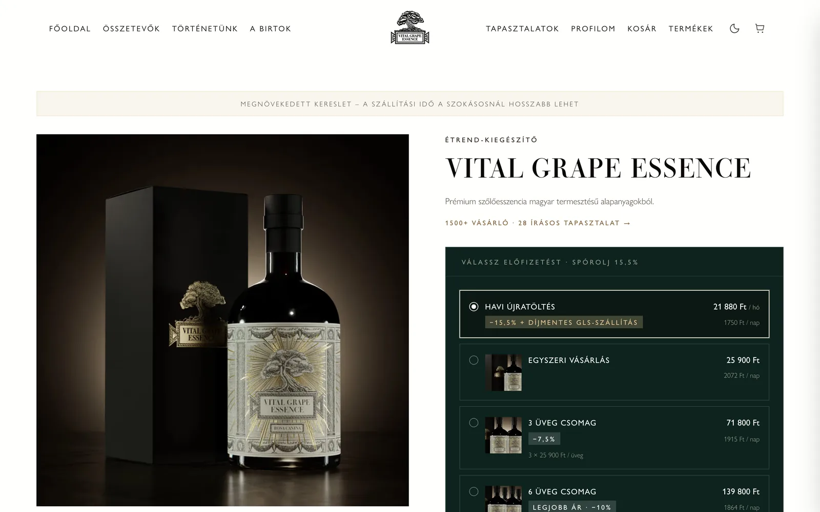 Vital Grape Essence: Termékoldal – Rosa Canina, 500 ml az átköltözés után